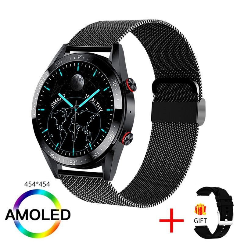 New 454*454 Screen Smart Watch Always Display The Time Bluetooth Call Local Music Smartwatch For Mens Android TWS Earphones