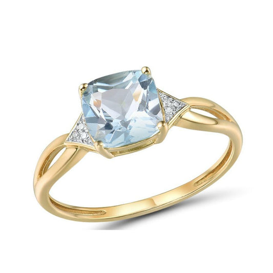 14K 585 Yellow Gold Ring For Women Diamond Sky Blue Topaz Rings Gold 585 Real Original Anniversary Fine Jewelry