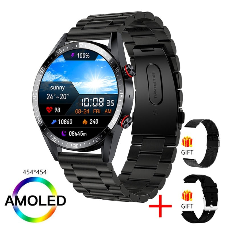 New 454*454 Screen Smart Watch Always Display The Time Bluetooth Call Local Music Smartwatch For Mens Android TWS Earphones