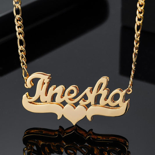 Customized Double Name Necklace Hip Hop Letter Necklace Double Plated Stainless Steel Names Chain For Women Gothic Jewelry Gifts