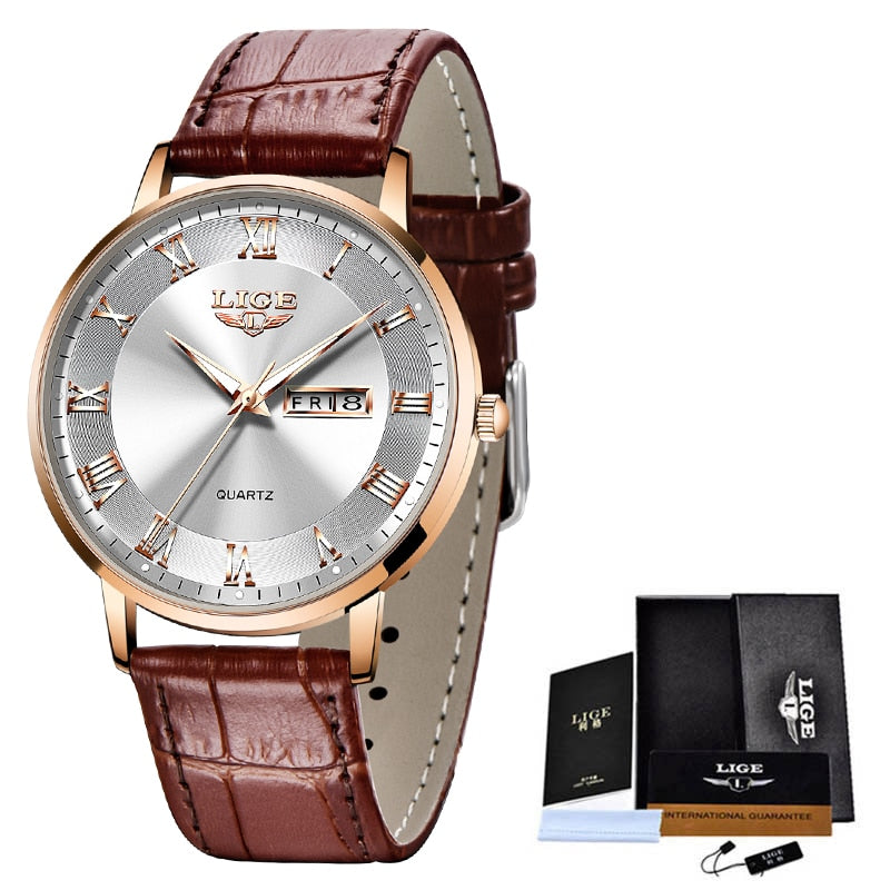 Brand LIGE Women Watch Rose Gold Montre Femme Women  Ultra-thin Fashion Relojes Para Mujer Luxury Lady Wrist Watches Reloj Mujer