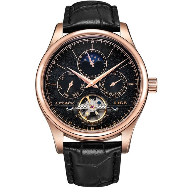 New Men Mechanical Automatic Watches Tourbillon Skeleton Watch Men Calendar Relogio Masculino Box