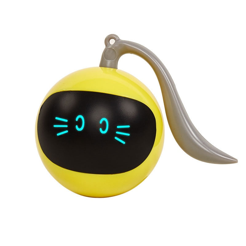 Automatic Smart Cat Toy USB Interactive Electric Jumping Ball Self Rotating Toys Rolling Jumping Ball For Pet Kitten Dog Kids Yellow