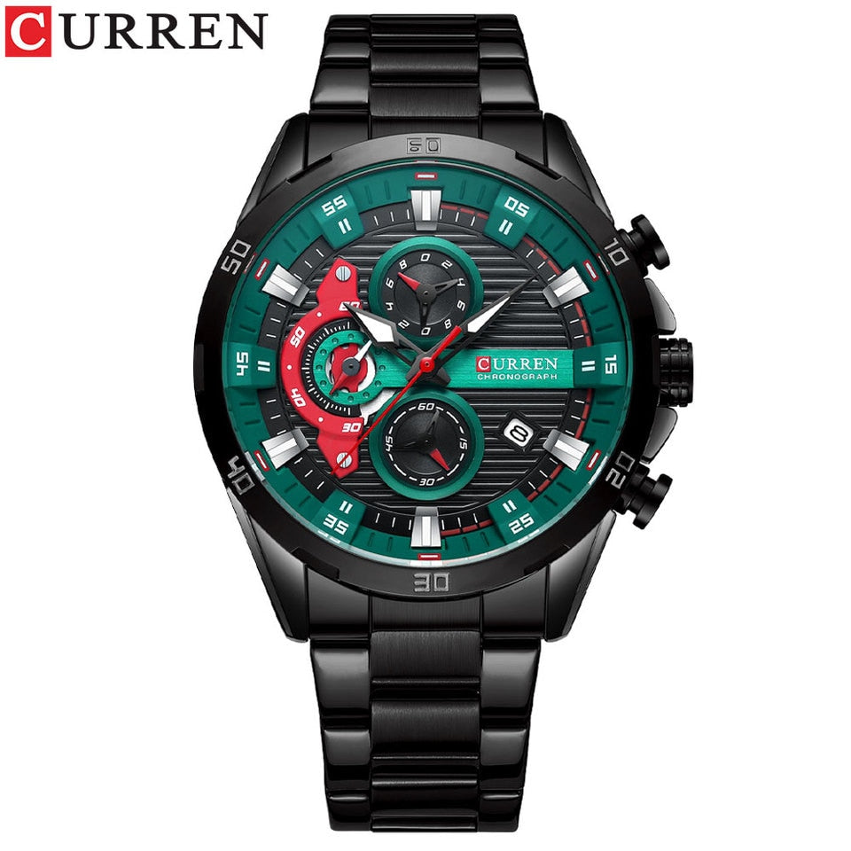 Chronograph Men Watches for Sport Casual Stainless Steel Luminous Wristwatches for Male Creative Design Quartz Clock