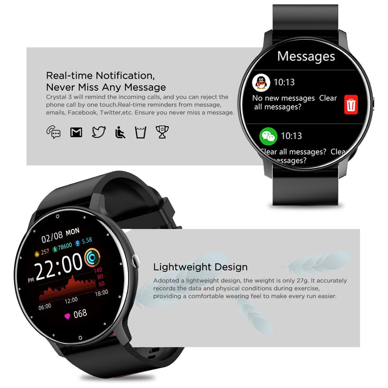 New Smart Watch Men Full Touch Screen Sport Fitness Watch IP67 Waterproof Bluetooth For Android ios smartwatch Men+box