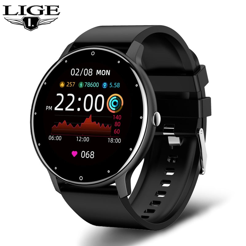 New Smart Watch Men Full Touch Screen Sport Fitness Watch IP67 Waterproof Bluetooth For Android ios smartwatch Men+box black, China