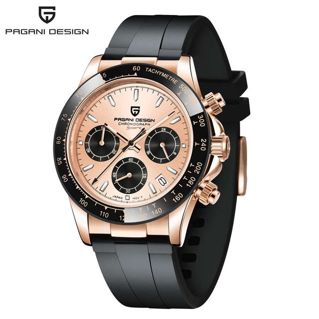 40mm New PAGANI DESIGN Men Quartz Watches Sapphire Luxury Chronograph Stainless Steel Waterproof Men Watch Full gold, China