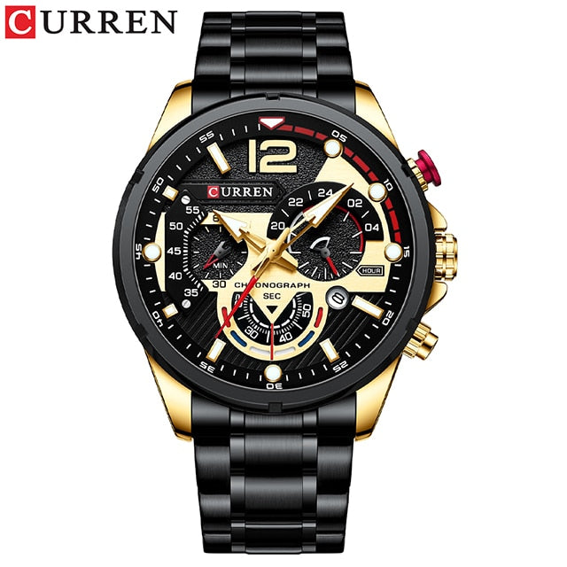 Casual Business Chronograph Waterproof Stainless Steel Watch Mens New Luxury Fashion Quartz Men Watches