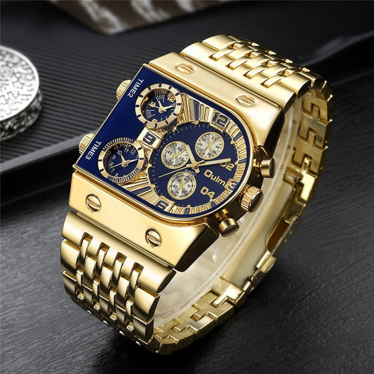 Brand New Oulm Quartz Watches Men Military Waterproof Wristwatch Luxury Gold Stainless Steel Male Watch Relogio Masculino