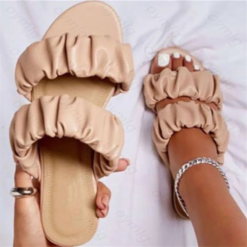 Slippers women summer Korean version new square-toe flat-heel candy color fashion outer wear sandals slippers