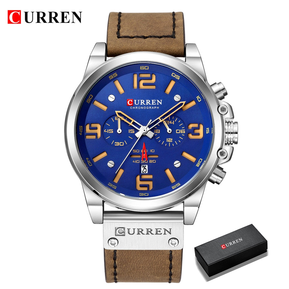 Watch For Men Top Brand Luxury CURREN Fashion Leather Quartz Men Watches Date Business Sport Male Wristwatch Clock Montre Homme Golden