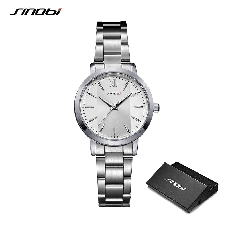 Elegant Brand Women Watch Luxury Men Quartz Watch Women Watches Ladies Steel Men  Wristwatches Lover Clock Relogio Women silver