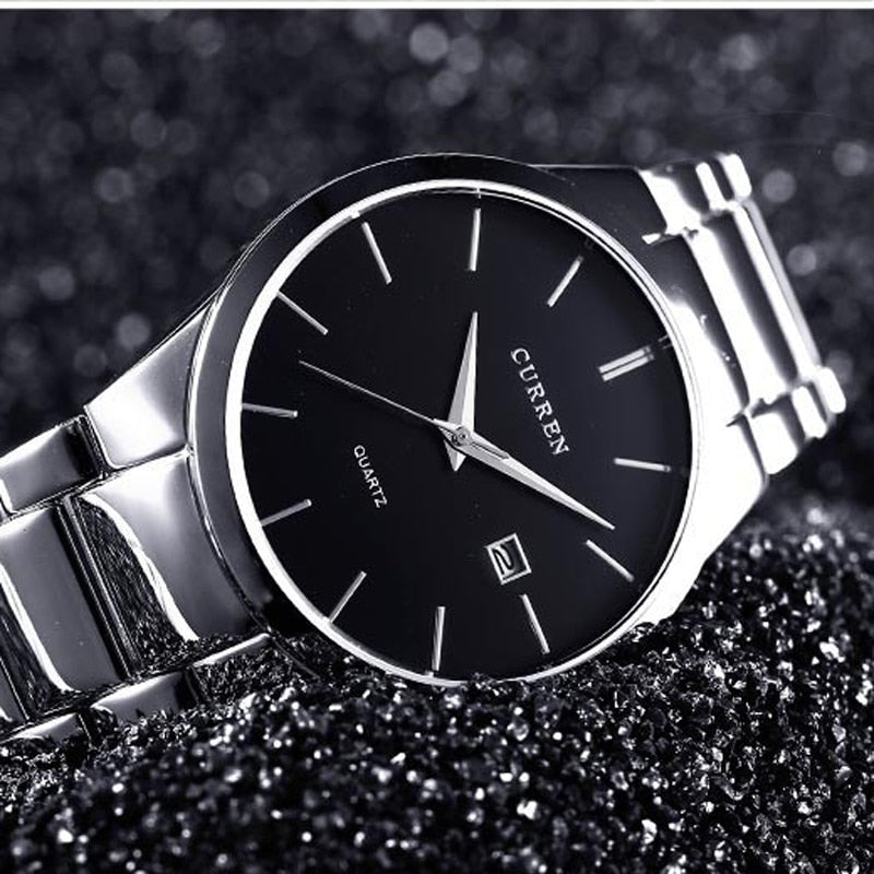 Luxury Classic Fashion Business Men Watches Display Date Quartz Watch Wristwatch Stainless Steel Male Clock Reloj Hombre