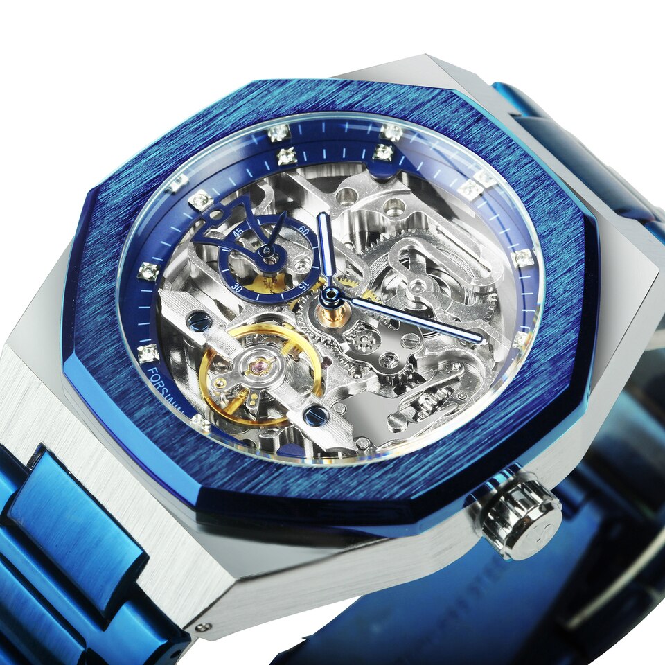 New Men Tourbillion Mechanical Watch for Men Forsining Automatic Steel Strap Skeleton Mens Watches Top Brand Luxury Watch