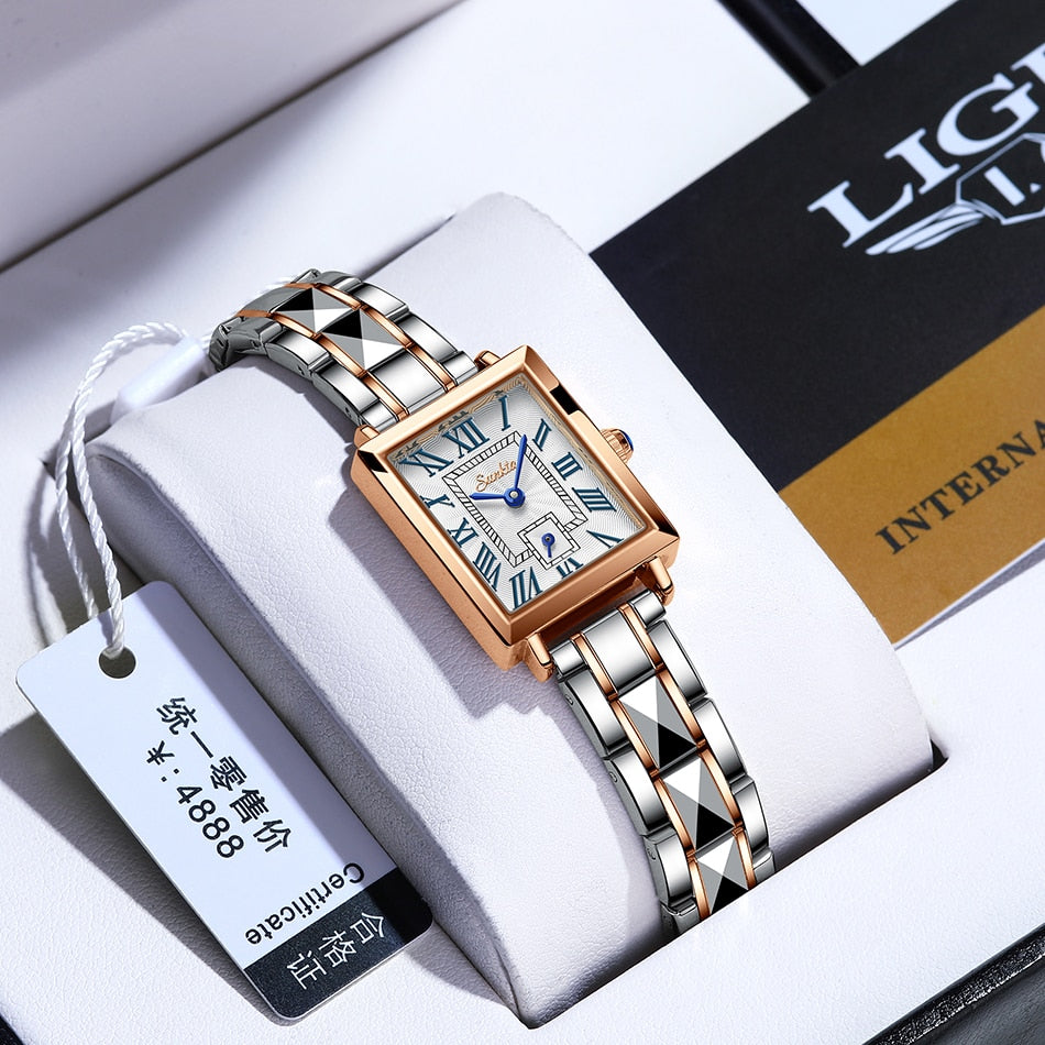 Women Watches Fashion Square Ladies Quartz Watch Bracelet Set Dial Simple Rose Gold Luxury Women Watches