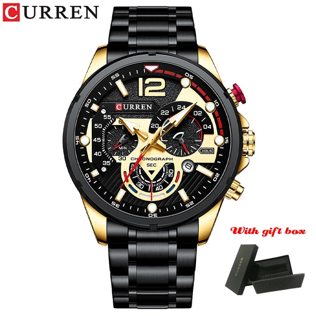 Casual Business Chronograph Waterproof Stainless Steel Watch Mens New Luxury Fashion Quartz Men Watches