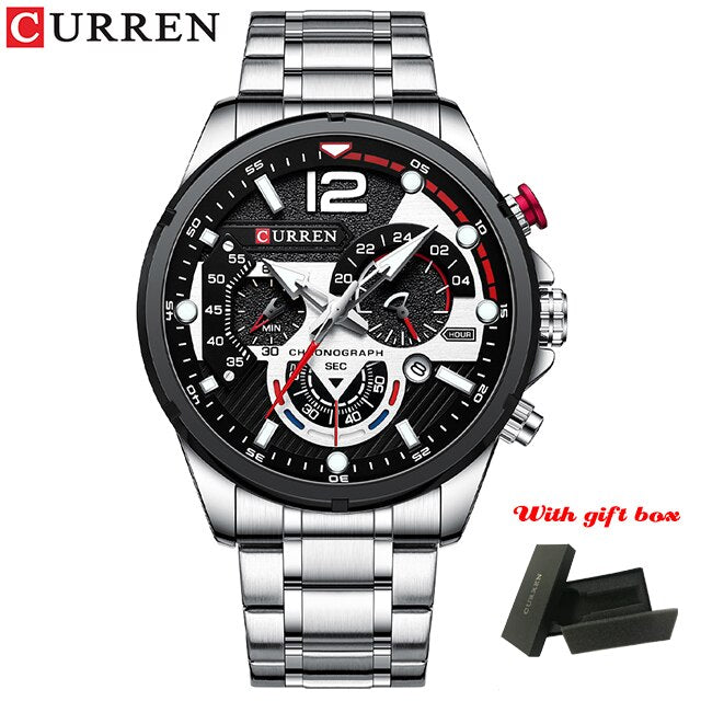 Casual Business Chronograph Waterproof Stainless Steel Watch Mens New Luxury Fashion Quartz Men Watches