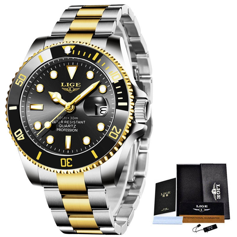 New Diver Watch Men 30ATM Waterproof Date Clock Sport Watches Mens Quartz Wristwatch Relogio Masculino Rose gold black