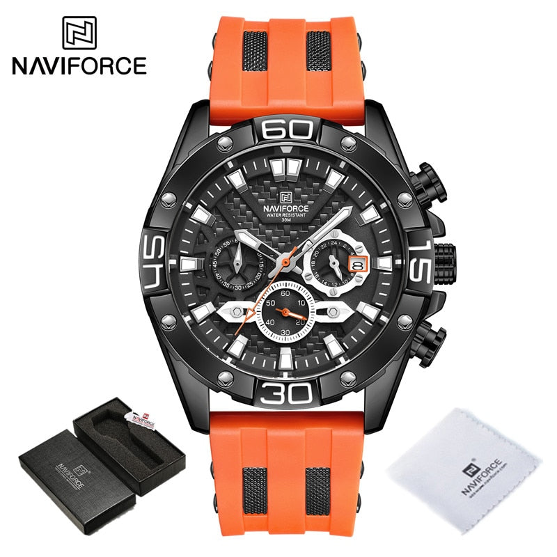 New Luxury Watches for Men Fashion Silicone Strap Military Waterproof Sport Chronograph Quartz WristWatch Clock With Date BBO BOX