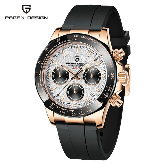 40mm New PAGANI DESIGN Men Quartz Watches Sapphire Luxury Chronograph Stainless Steel Waterproof Men Watch Gold white, China