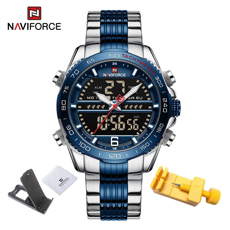 Sport Men Wrist Watch Digital Waterproof Quartz Chronograph Stainless Steel Clock Male Relogio Masculino SBEBE, China