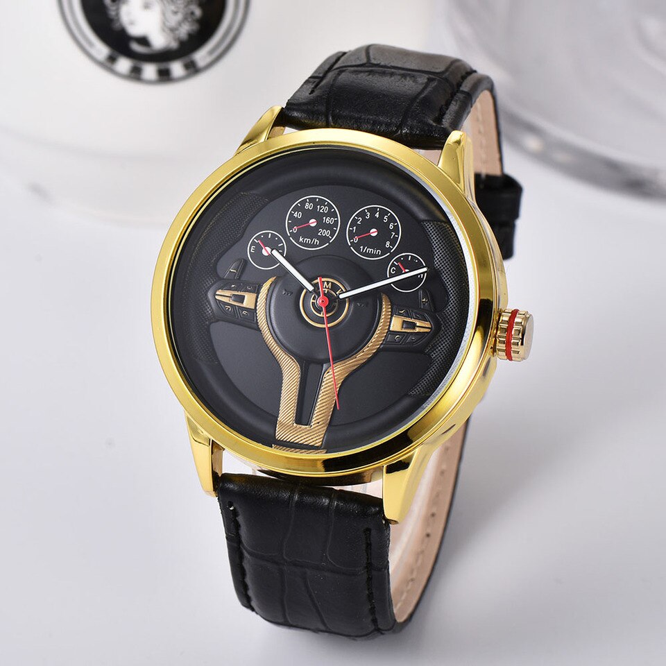 Creative Natrual style Classic precision Fashion Men Quartz watch 3D Racing tire Free Stainless Strap Clock Casual Sports