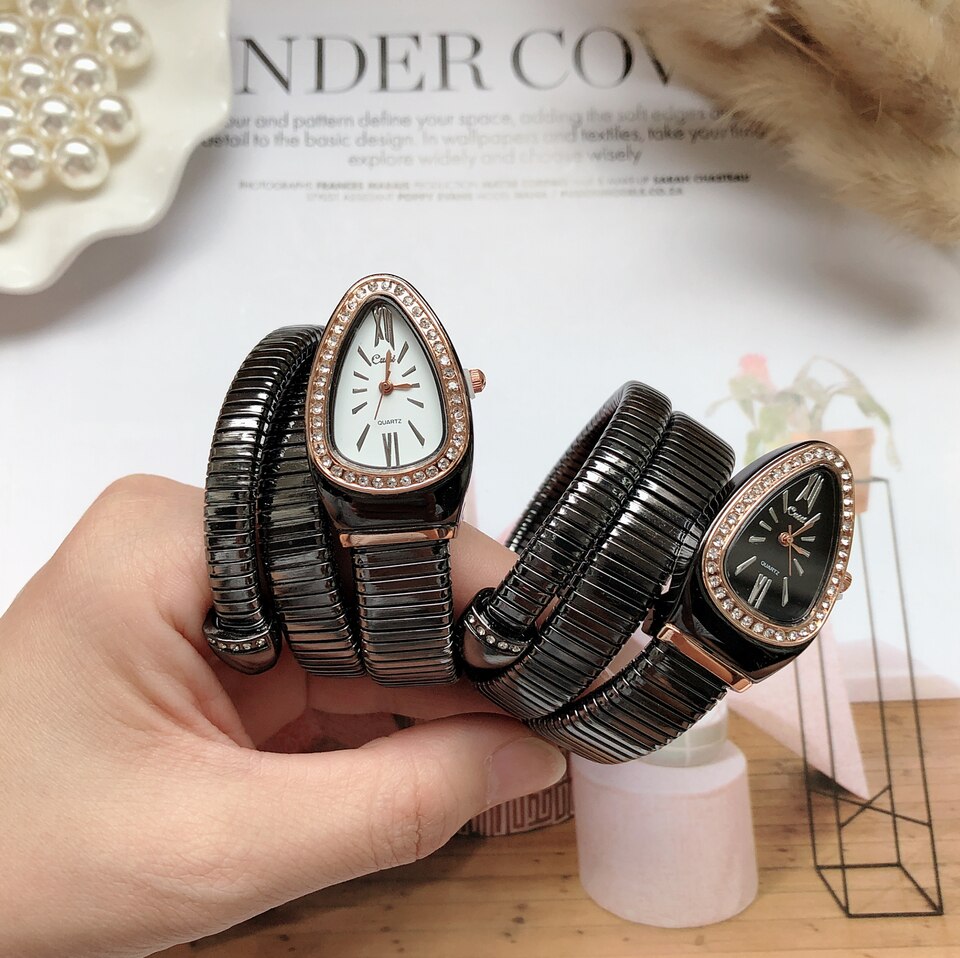 New Women Luxury Brand Watch Snake Quartz Ladies Gold Watch Diamond Wristwatch Female Fashion Bracelet Watches Clock reloj mujer