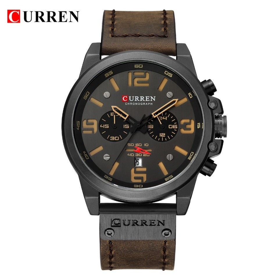 Watch For Men Top Brand Luxury CURREN Fashion Leather Quartz Men Watches Date Business Sport Male Wristwatch Clock Montre Homme Bronze