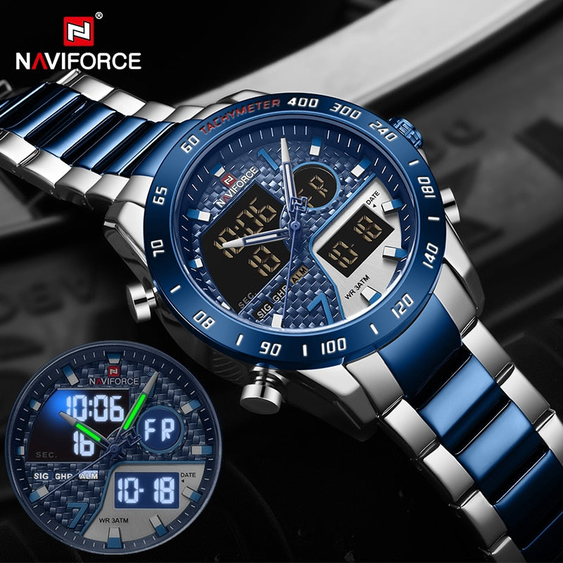 Luxury Brand Men Wrist Watch Military Digital Sport Watches For Man Steel Strap Quartz Clock Male Relogio Masculino