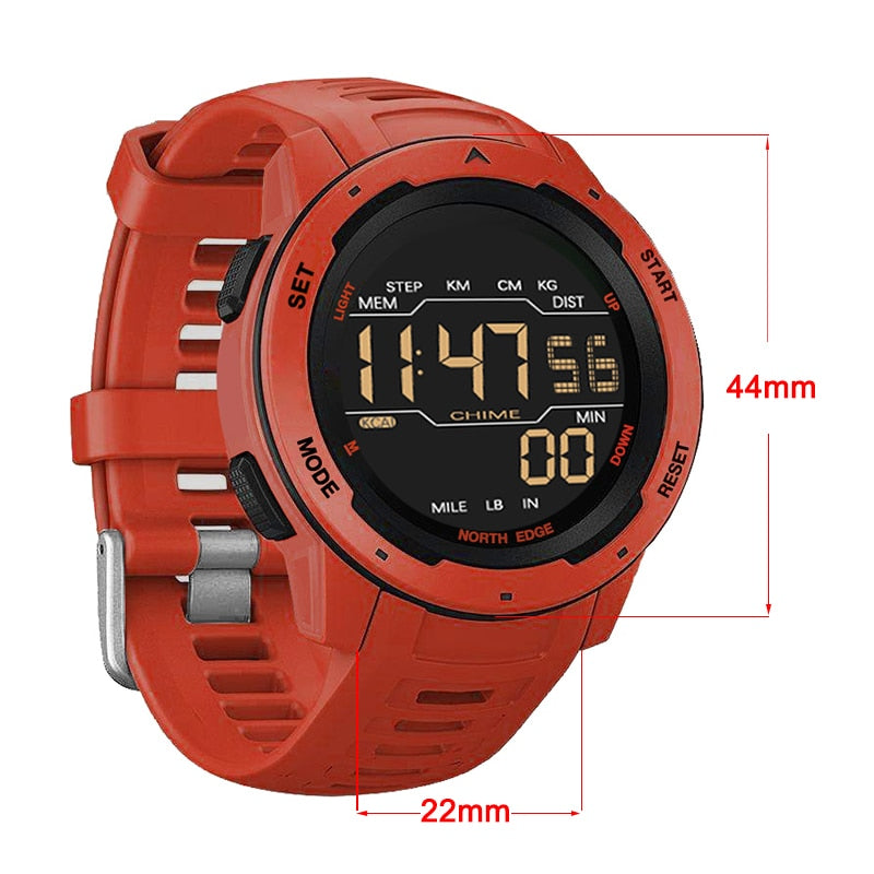 New Men Digital Watch Sports Watches Dual Time Pedometer Alarm Clock Waterproof 50M Digital Watch Military Clock