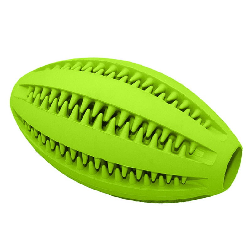 Dog Toys Stretch Rubber Leaking Ball Funny Interactive Pet Tooth Cleaning Balls Bite Resistant Chew Toys 5cm/6cm/7cm/9cm/11cm Green-Oval, 6cm