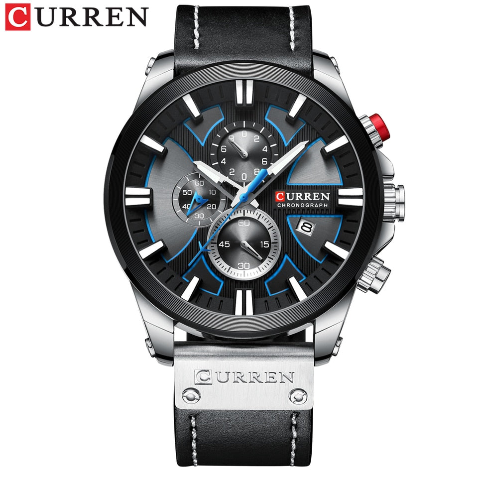 CURREN Watch Chronograph Sport Mens Watches Quartz Clock Leather Male Wristwatch Relogio Masculino Fashion Gift for Men