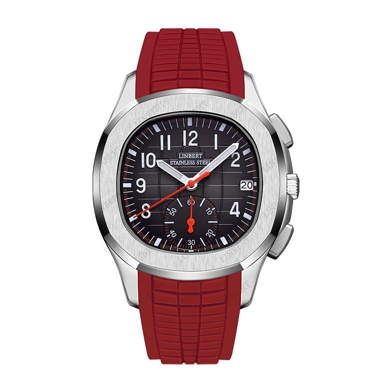 Patek Red Men Watch Top Luxury Brand Relógio Mecânico Sapphire Waterproof Mechanical Watch Men's Fashion Sports 316 Steel