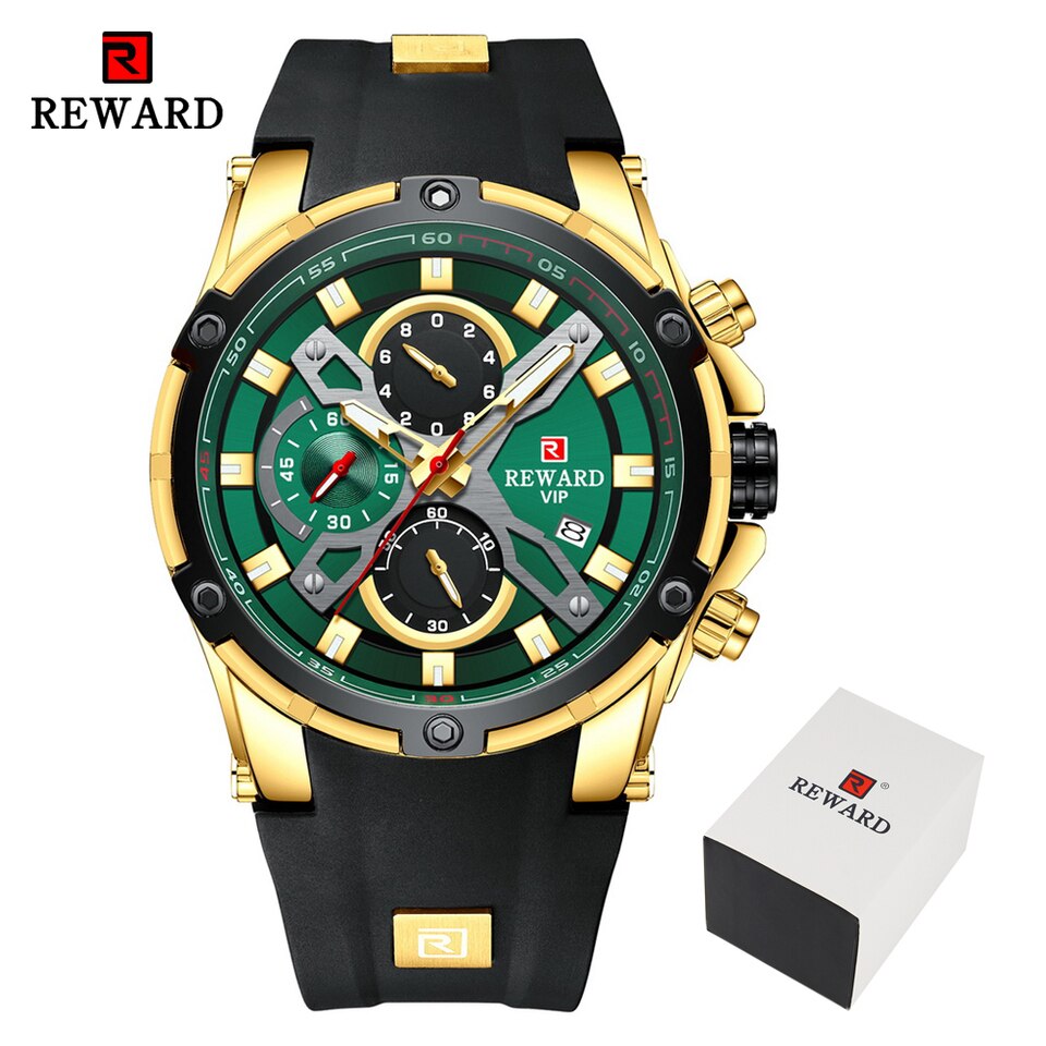 Men Watches Blue Waterproof Top Luxury Brand Chronograph Sport Watch Quartz For Men Wristwatch Military Male Golden Green 1, China