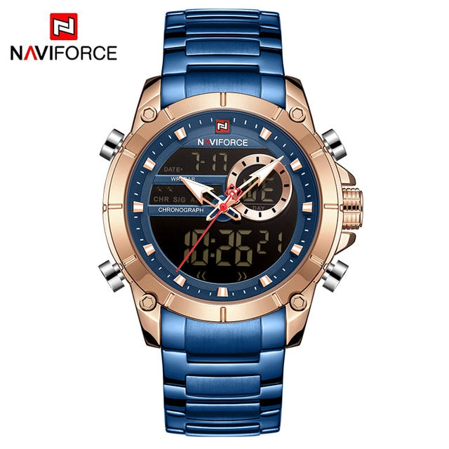 Casual Quartz Watch Men Stainless Steel Men Army Military Led Clock Male Waterproof Watches