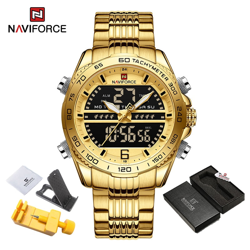 Sport Men Wrist Watch Digital Waterproof Quartz Chronograph Stainless Steel Clock Male Relogio Masculino GGG-BOX, China