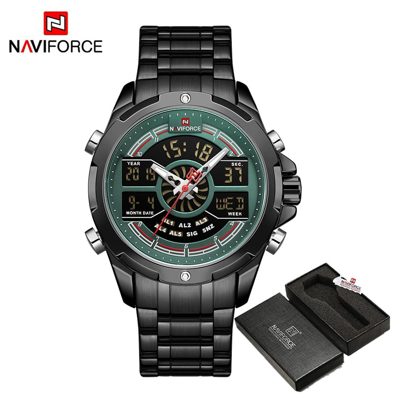 Luxury Original Watches For Men Digital Chronograph Fashion Sport Quartz Wrist Watch Stainless Steel Waterproof Clock