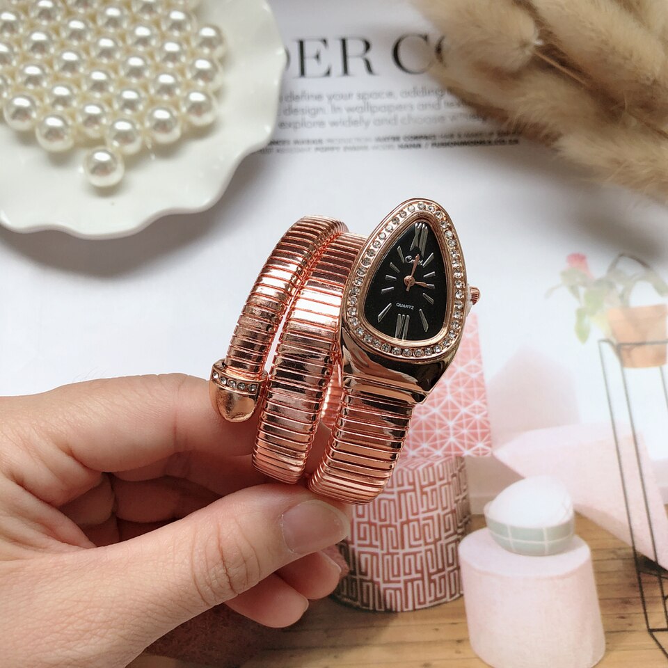 New Women Luxury Brand Watch Snake Quartz Ladies Gold Watch Diamond Wristwatch Female Fashion Bracelet Watches Clock reloj mujer