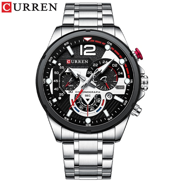 Casual Business Chronograph Waterproof Stainless Steel Watch Mens New Luxury Fashion Quartz Men Watches