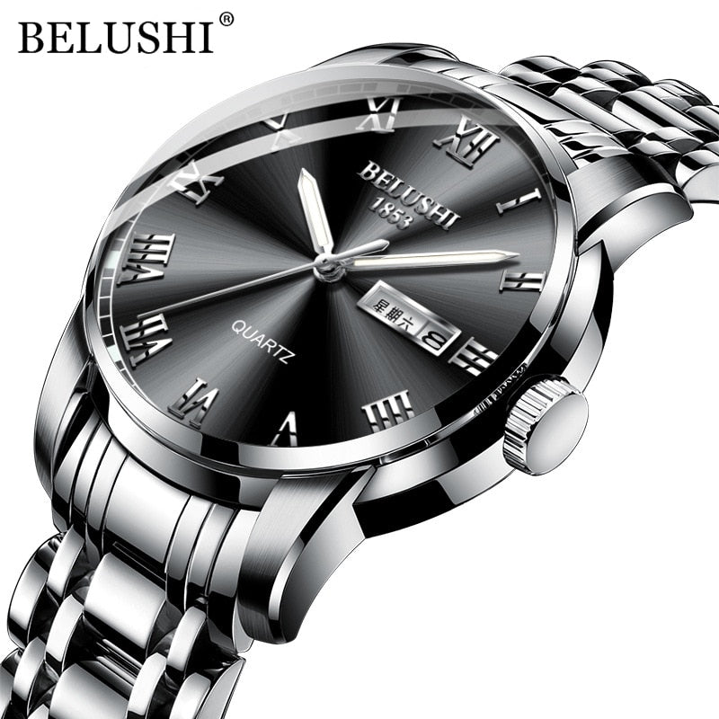 New Men Stainless Steel Business Date Clock Waterproof Luminous Watches Mens Luxury Sport Quartz Wrist Watch