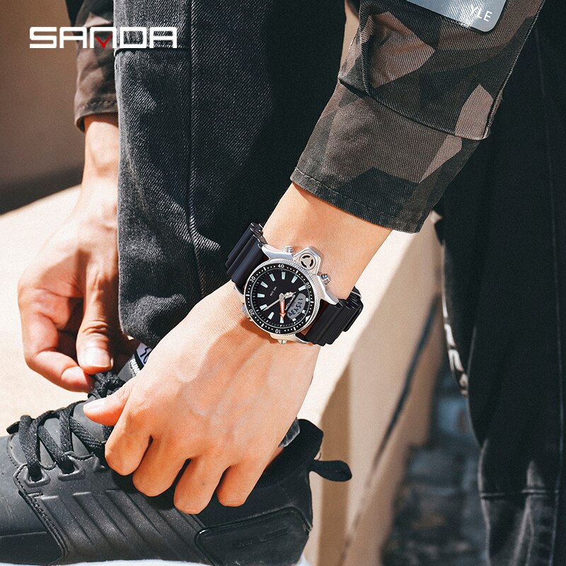 Sport Men Quartz Digital Watch Creative Diving Watches Men Waterproof Alarm Watch Dual Display Clock Relogio Masculino