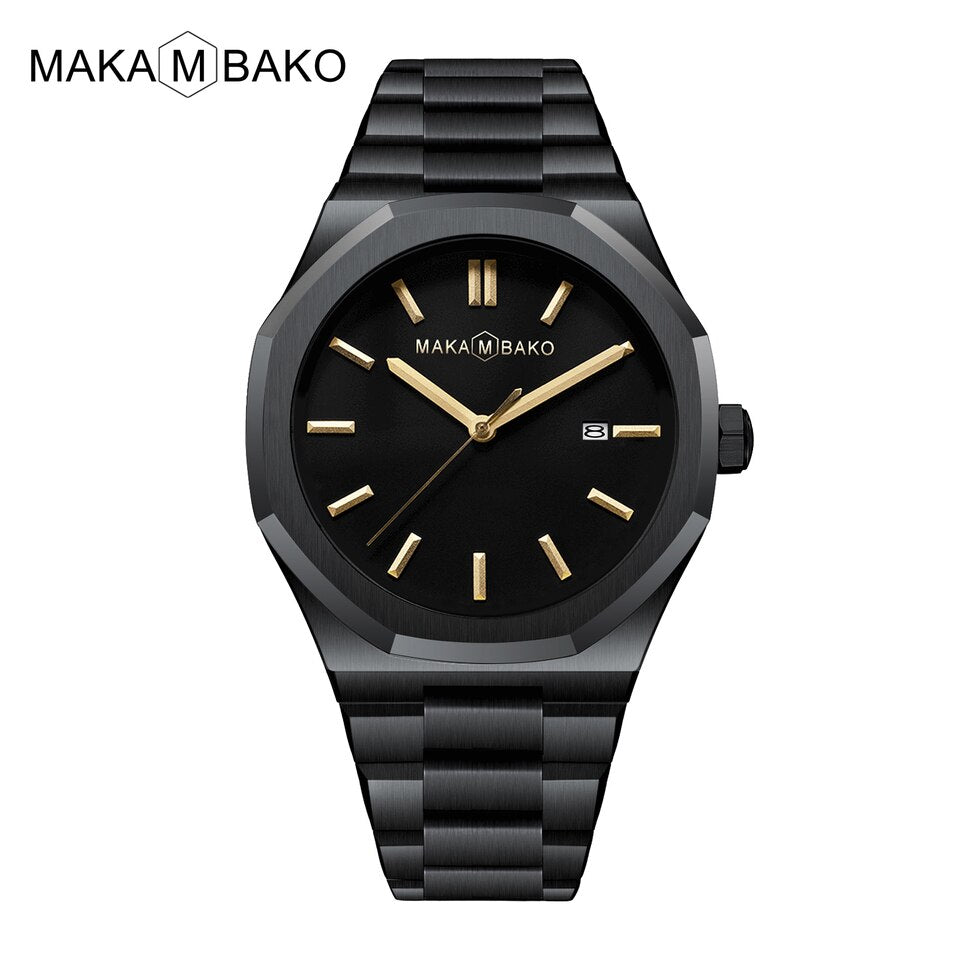 Original Top Brand All Black Stainless Steel Men Wristwatch Classic Business Waterproof Japan Movement Quartz Watch For Men