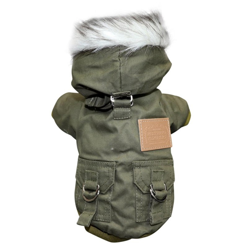 Dog Clothes Winter Puppy Pet Dog Coat Jacket For Small Medium Dogs Thicken Warm Chihuahua Yorkies Hoodie Pets Clothing Green, XS