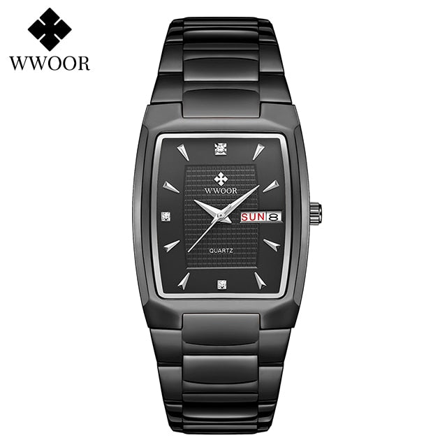 Men's Wristwatch  WWOOR Brand Luxury Quartz Watch Waterproof Business Male Date Clock Casual Fashion Black Relogio Masculino black black