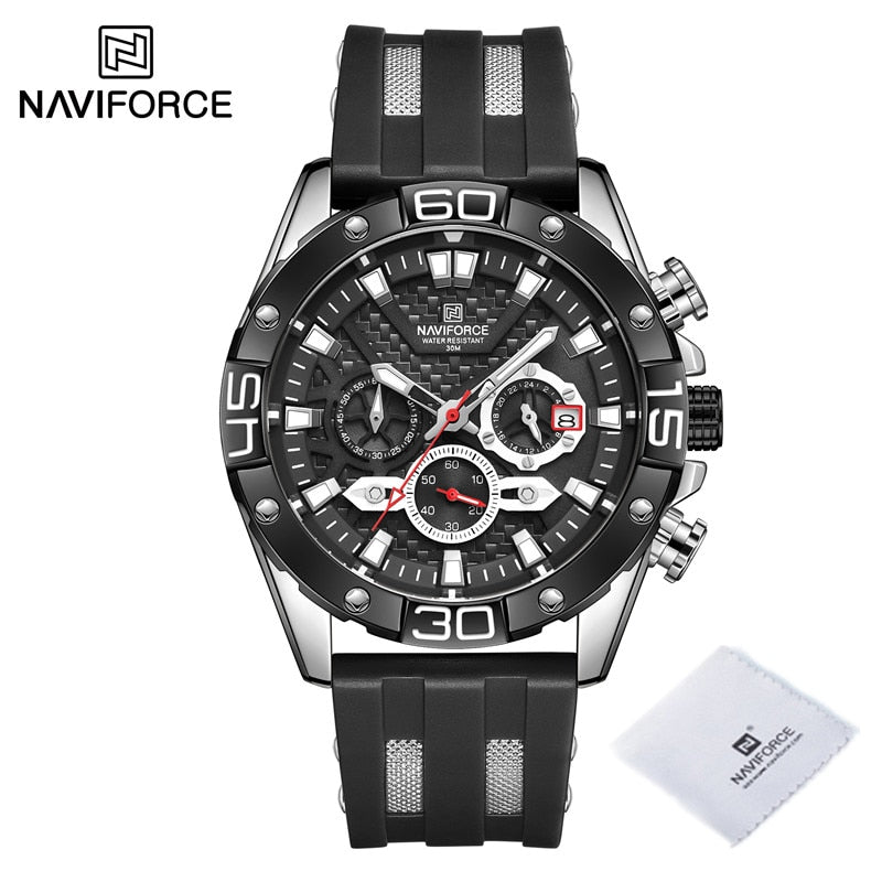 New Luxury Watches for Men Fashion Silicone Strap Military Waterproof Sport Chronograph Quartz WristWatch Clock With Date SBB