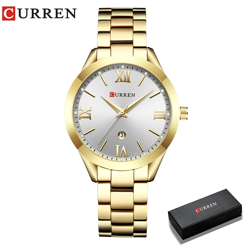 New Gold Watch Women Watches Ladies 9007 Steel Women Bracelet Watches Female Clock Relogio Feminino Montre Femme gold white box