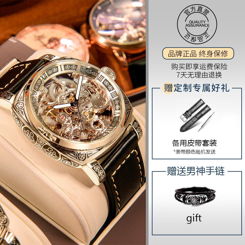 New Men Authentic Brand Carved Watches Fully Automatic men watches Hollowed Seagull Mechanical Watches luxury MAN WATCH