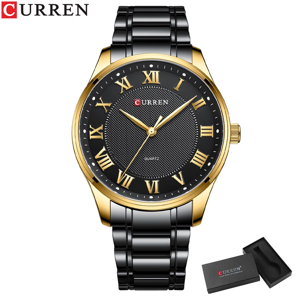 Classic Casual Watch for Men with Stainless Steel Band Simple Quartz Wristwatches with Rome Numbers for Business Man