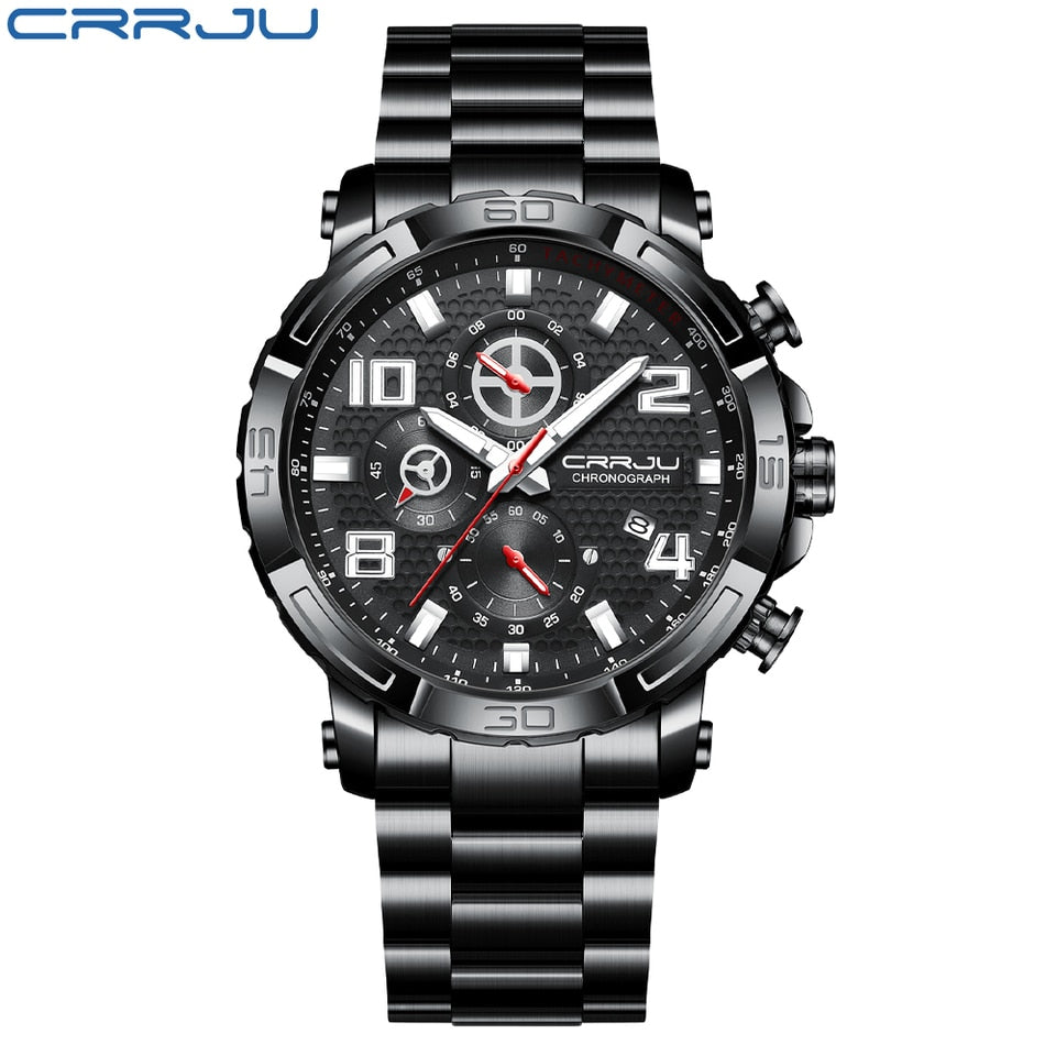 Men Watches Big Dial Waterproof Stainless Steel with Luminous hands Date Sport Chronograph Watches Relogio Masculino