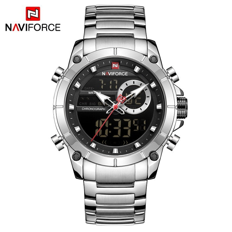 Casual Quartz Watch Men Stainless Steel Men Army Military Led Clock Male Waterproof Watches